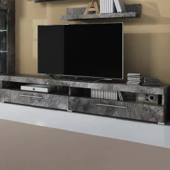 Garnero Arredamenti Mobile Tv Basso-Mobile porta TV 200x35h cm 2 cassetti Frisk Ossido