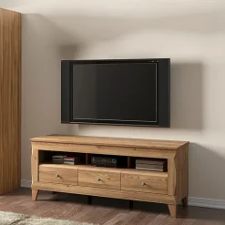 Garnero Arredamenti Mobili Tv Moderni|Mobile Tv Moderno-Mobile porta TV 156x64h cm 3 cassetti soggiorno rovere scuro Lucca