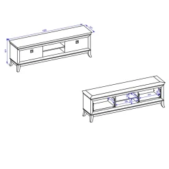 Garnero Arredamenti Mobile Tv In Legno|Mobili Tv Moderni-Mobile porta TV 196x63h cm 2 cassetti moderno bianco lucido rovere scuro Umag Bianco Lucido - Wengè