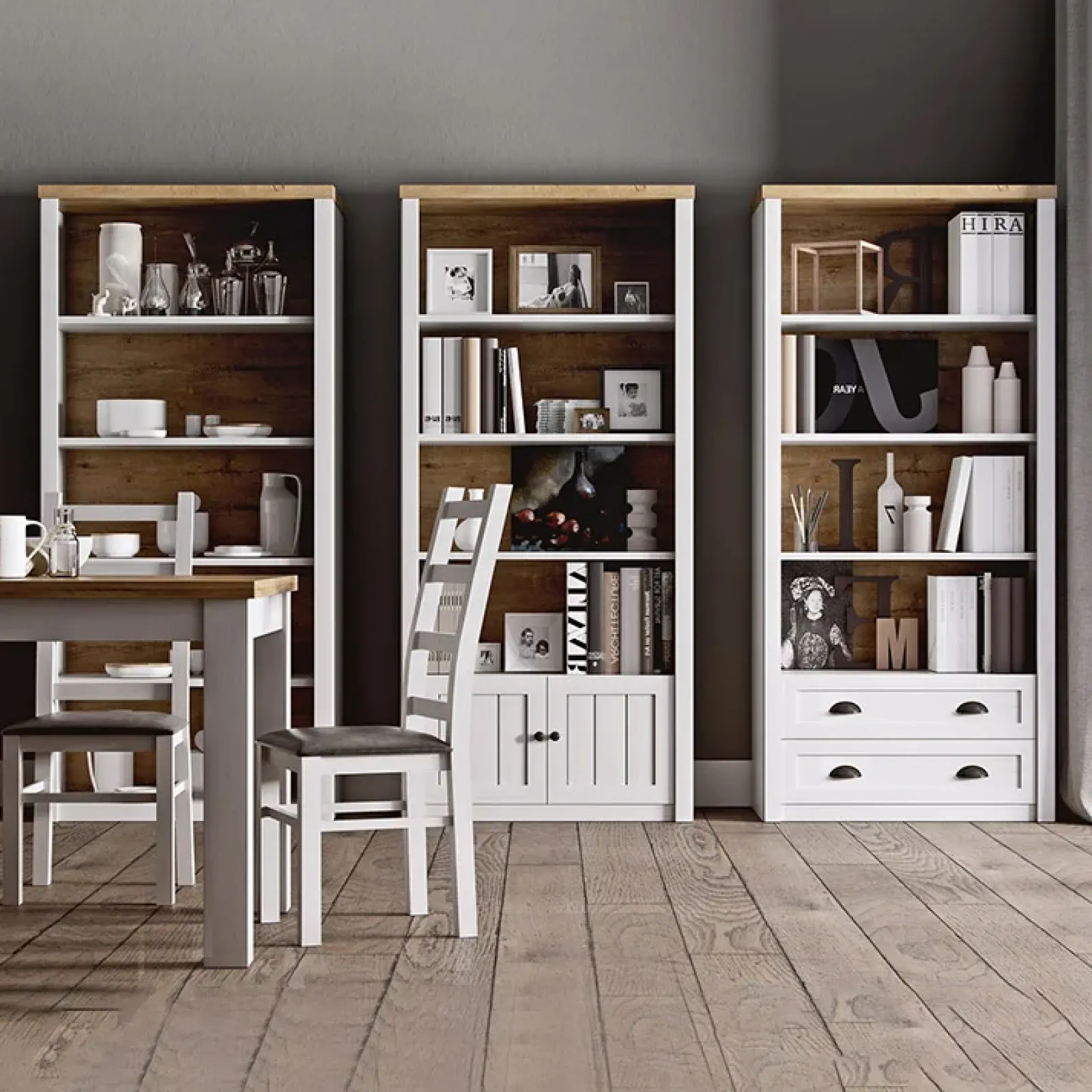 Garnero Arredamenti Mobile Tv In Legno|Mobile Tv Basso-Mobile porta TV 158x49h cm 3 cassetti rovere Provenza Bianco Frassinato