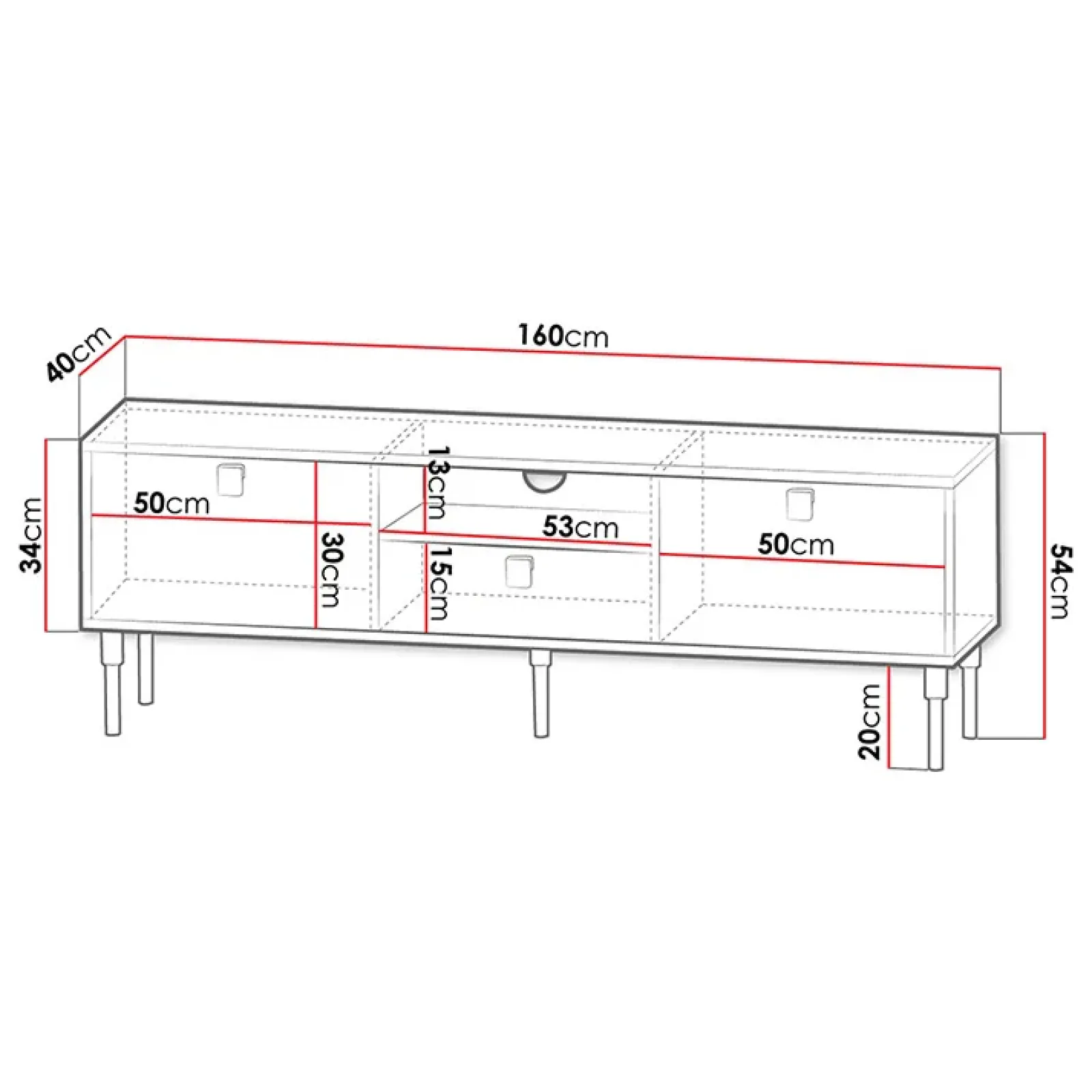Garnero Arredamenti Mobile Tv Basso|Mobili Tv Moderni-Mobile porta TV 160x54h cm 1 cassetto 1 vano a giorno bianco Falun
