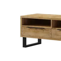 Garnero Arredamenti Mobile Tv In Legno|Mobile Tv Basso-Mobile porta TV 124x50h cm 2 cassetti quercia metallo nero Petra
