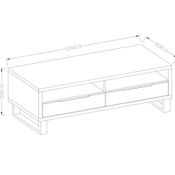 Garnero Arredamenti Mobile Tv In Legno|Mobile Tv Basso-Mobile porta TV 124x50h cm 2 cassetti quercia metallo nero Petra