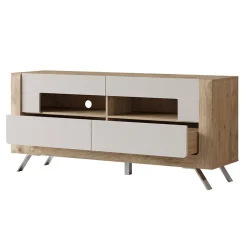 Garnero Arredamenti Mobile Tv Basso-Mobile porta TV 160x74h cm 2 cassetti rovere tortora lucido Jumbo Tortora - Rovere