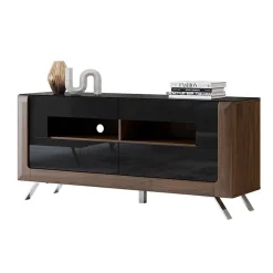 Garnero Arredamenti Mobile Tv Basso-Mobile porta TV 160x74h cm 2 cassetti noce nero lucido Jumbo Nero Lucido - Noce