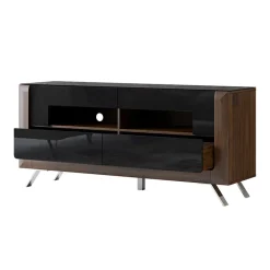 Garnero Arredamenti Mobile Tv Basso-Mobile porta TV 160x74h cm 2 cassetti noce nero lucido Jumbo Nero Lucido - Noce