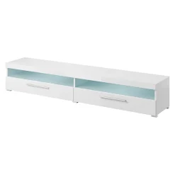 Garnero Arredamenti Mobile Tv Basso-Mobile porta TV 200x35h cm 2 cassetti Frisk Bianco Lucido
