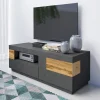 Garnero Arredamenti Mobile Tv Basso|Mobili Tv Moderni-Mobile porta TV 160x54h cm 2 cassetti antracite rovere Bahama