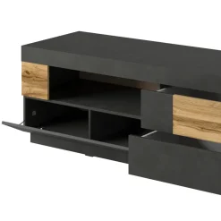 Garnero Arredamenti Mobile Tv Basso|Mobili Tv Moderni-Mobile porta TV 160x54h cm 2 cassetti antracite rovere Bahama