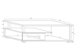 Garnero Arredamenti Mobile Tv Basso|Mobili Tv Moderni-Mobile porta TV 118x43h cm 1 cassetto biaco opaco nero lucido Eddy