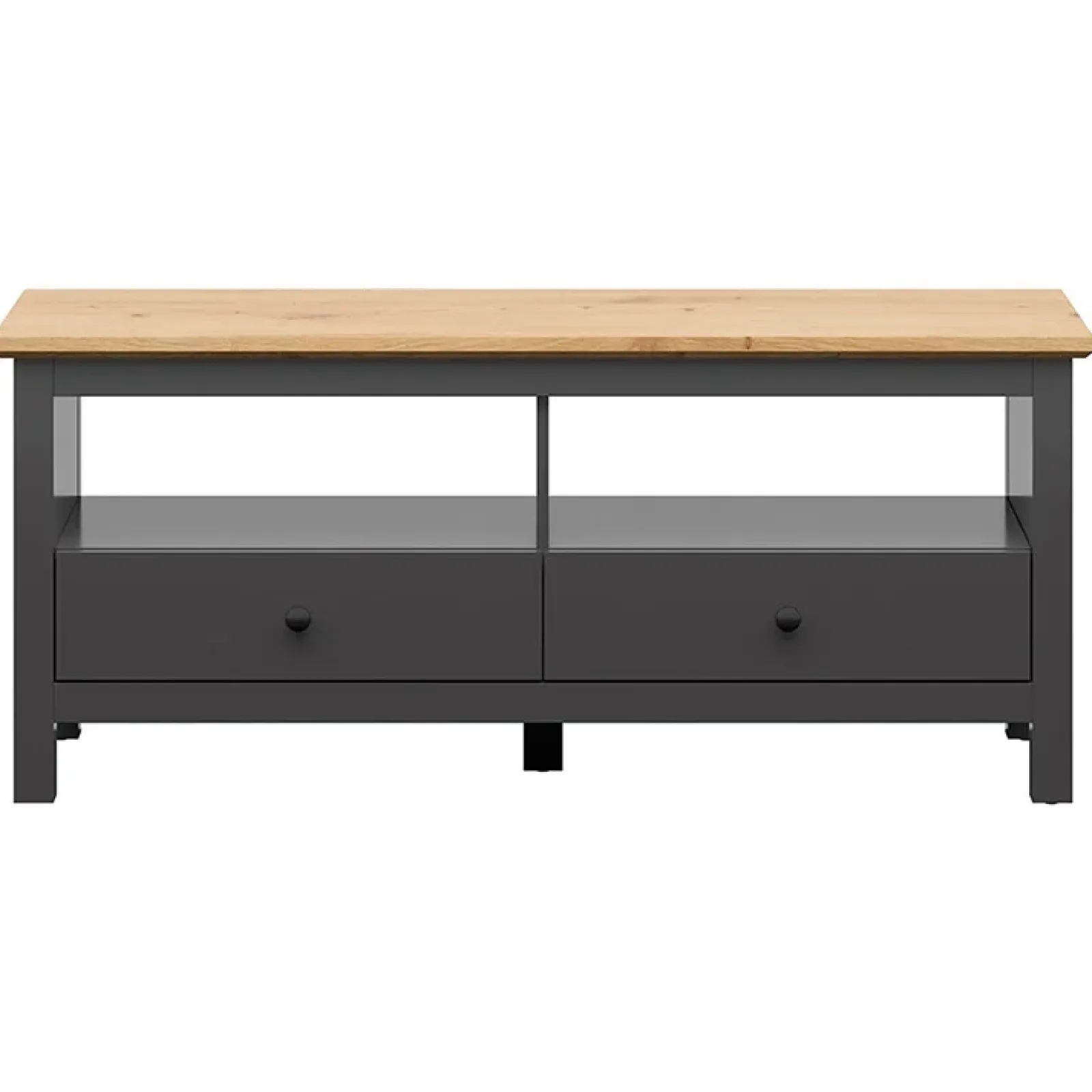 Garnero Arredamenti Mobili Tv Moderni|Mobile Tv Moderno-Mobile porta TV 137x59h cm 2 cassetti nero grafite rovere chiaro Holga Grafite - Rovere