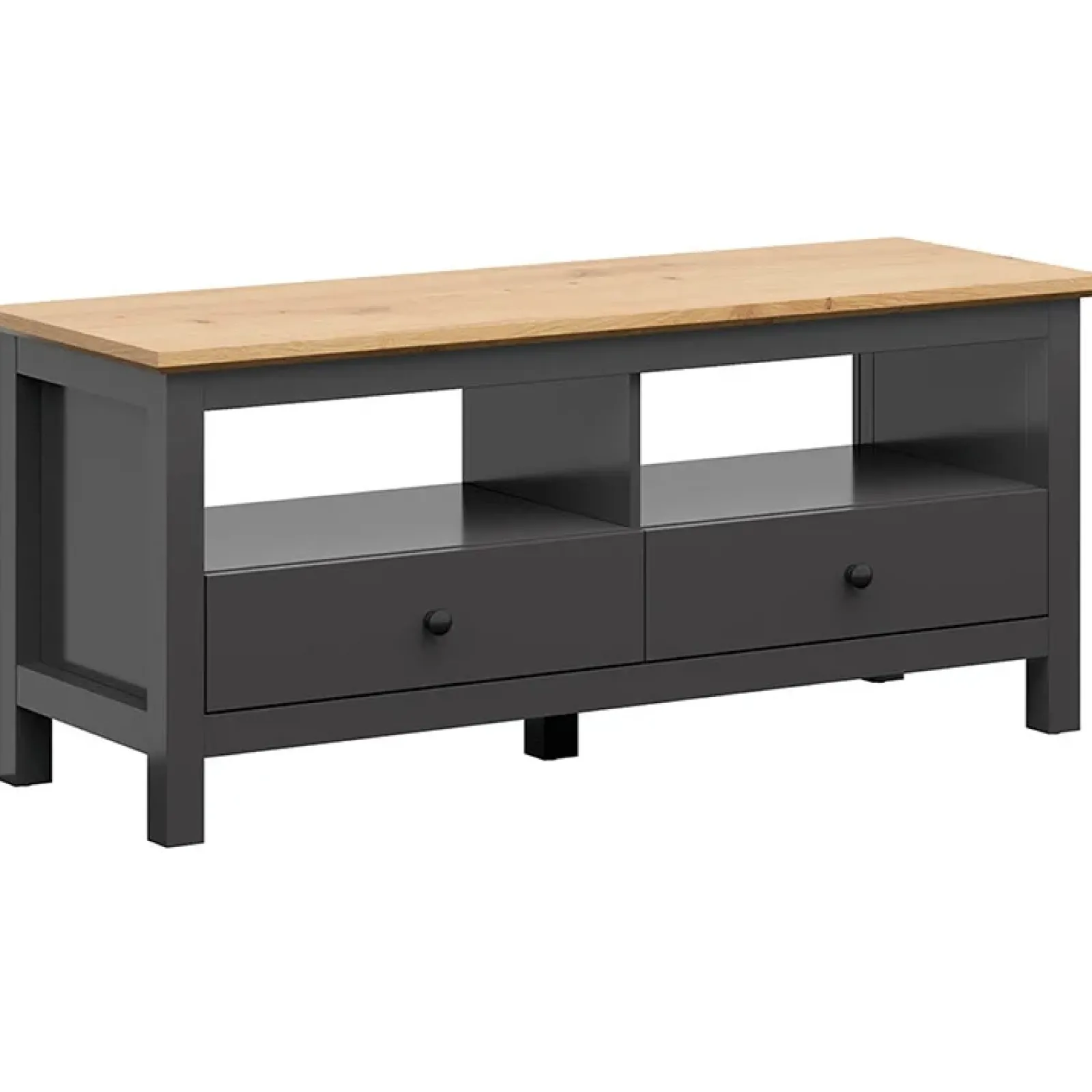 Garnero Arredamenti Mobili Tv Moderni|Mobile Tv Moderno-Mobile porta TV 137x59h cm 2 cassetti nero grafite rovere chiaro Holga Grafite - Rovere