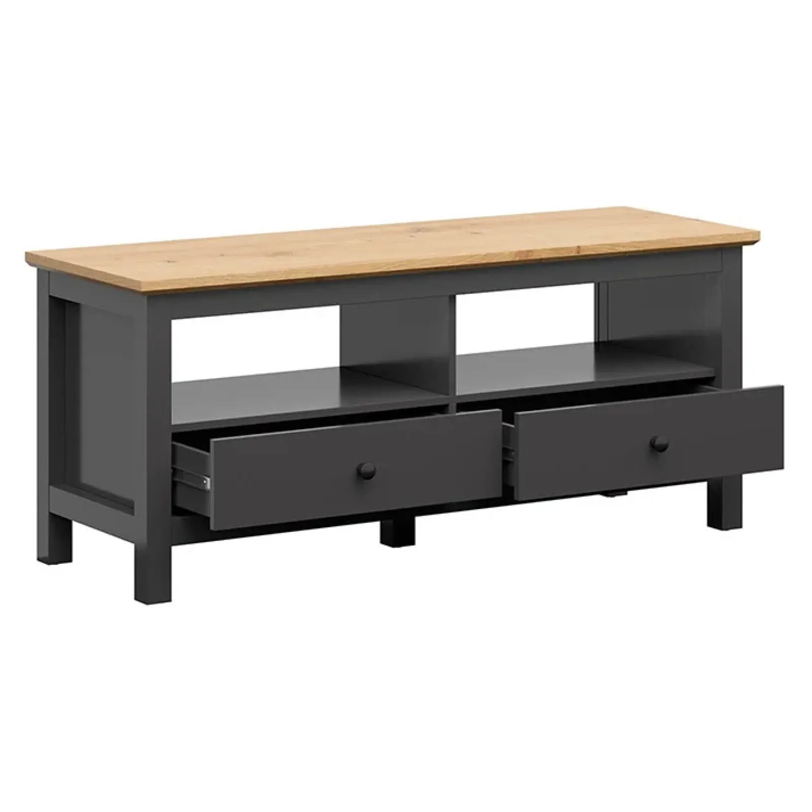 Garnero Arredamenti Mobili Tv Moderni|Mobile Tv Moderno-Mobile porta TV 137x59h cm 2 cassetti nero grafite rovere chiaro Holga Grafite - Rovere