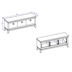 Garnero Arredamenti Mobile Tv In Legno|Mobili Tv Moderni-Mobile porta TV 160x63h cm 3 cassetti moderno antracite lucido rovere scuro Umag
