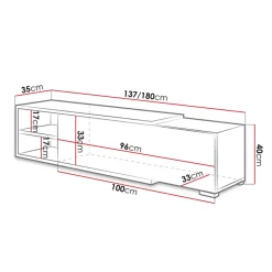 Garnero Arredamenti Mobili Tv Moderni|Mobile Tv Moderno-Mobile porta TV 137/180x40h cm allungabile moderno bianco Pepita