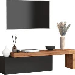 Garnero Arredamenti Mobile Tv Basso|Mobili Tv Moderni-Mobile porta tv 220x51h cm antracite rovere Block Antracite - Rovere