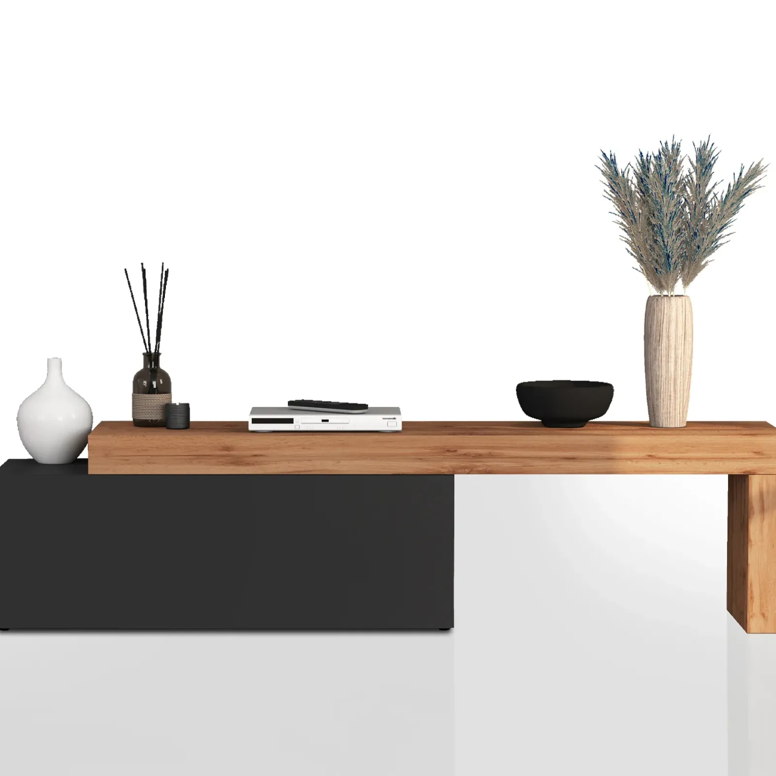 Garnero Arredamenti Mobile Tv Basso|Mobili Tv Moderni-Mobile porta tv 220x51h cm antracite rovere Block Antracite - Rovere