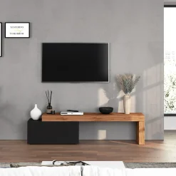 Garnero Arredamenti Mobile Tv Basso|Mobili Tv Moderni-Mobile porta tv 210x51h cm antracite rovere Block Antracite - Rovere