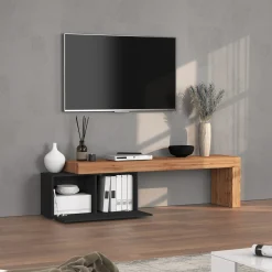 Garnero Arredamenti Mobile Tv Basso|Mobili Tv Moderni-Mobile porta tv 210x51h cm antracite rovere Block Antracite - Rovere