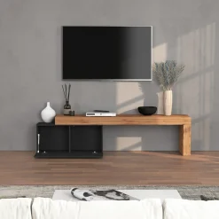 Garnero Arredamenti Mobile Tv Basso|Mobili Tv Moderni-Mobile porta tv 210x51h cm antracite rovere Block Antracite - Rovere