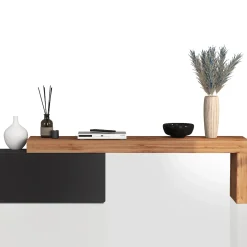 Garnero Arredamenti Mobile Tv Basso|Mobili Tv Moderni-Mobile porta tv 210x51h cm antracite rovere Block Antracite - Rovere