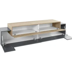 Garnero Arredamenti Mobile Tv Basso|Mobili Tv Moderni-Mobile porta TV 200x52h cm antracite rovere Milos Gihome® Antracite - Rovere Rustico