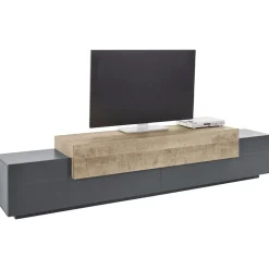 Garnero Arredamenti Mobile Tv Basso|Mobili Tv Moderni-Mobile porta TV 240x52h cm antracite rovere Milos Gihome® Antracite - Rovere Rustico