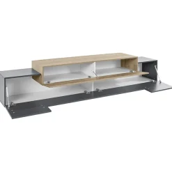 Garnero Arredamenti Mobile Tv Basso|Mobili Tv Moderni-Mobile porta TV 240x52h cm antracite rovere Milos Gihome® Antracite - Rovere Rustico