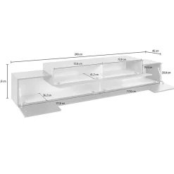 Garnero Arredamenti Mobile Tv Basso|Mobili Tv Moderni-Mobile porta TV 240x52h cm antracite rovere Milos Gihome® Antracite - Rovere Rustico