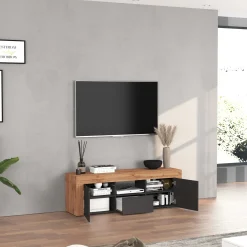 Garnero Arredamenti Mobile Tv Basso|Mobili Tv Moderni-Mobile porta tv 155x51h cm antracite rovere Block Antracite - Rovere