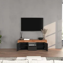 Garnero Arredamenti Mobile Tv Basso|Mobili Tv Moderni-Mobile porta tv 155x51h cm antracite rovere Block Antracite - Rovere