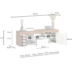 Garnero Arredamenti Mobile Tv Basso|Mobili Tv Moderni-Mobile porta tv 155x51h cm antracite rovere Block Antracite - Rovere