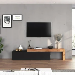 Garnero Arredamenti Mobile Tv Basso|Mobili Tv Moderni-Mobile porta tv 230x51h cm antracite rovere Block Antracite - Rovere
