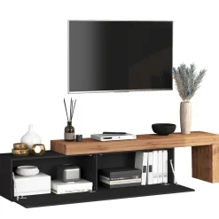 Garnero Arredamenti Mobile Tv Basso|Mobili Tv Moderni-Mobile porta tv 230x51h cm antracite rovere Block Antracite - Rovere