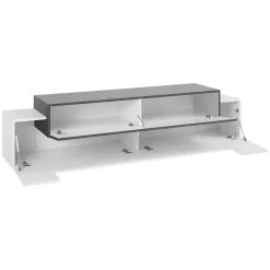 Garnero Arredamenti Mobile Tv Basso|Mobili Tv Moderni-Mobile porta TV 200x52h cm bianco lucido antracite Milos Gihome® Ossido - Bianco Lucido