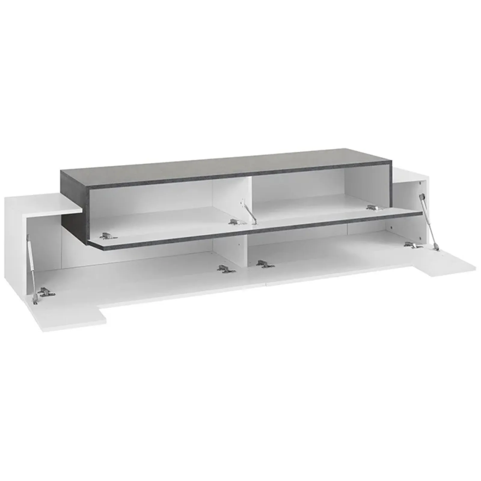 Garnero Arredamenti Mobile Tv Basso|Mobili Tv Moderni-Mobile porta TV 200x52h cm bianco lucido antracite Milos Gihome® Ossido - Bianco Lucido