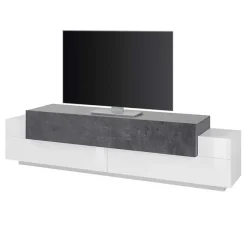 Garnero Arredamenti Mobile Tv Basso|Mobili Tv Moderni-Mobile porta TV 200x52h cm bianco lucido antracite Milos Gihome® Ossido - Bianco Lucido