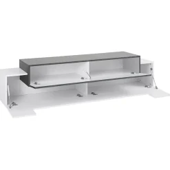 Garnero Arredamenti Mobile Tv Basso|Mobili Tv Moderni-Mobile porta TV 200x52h cm bianco lucido antracite Milos Gihome® Ossido - Bianco Lucido