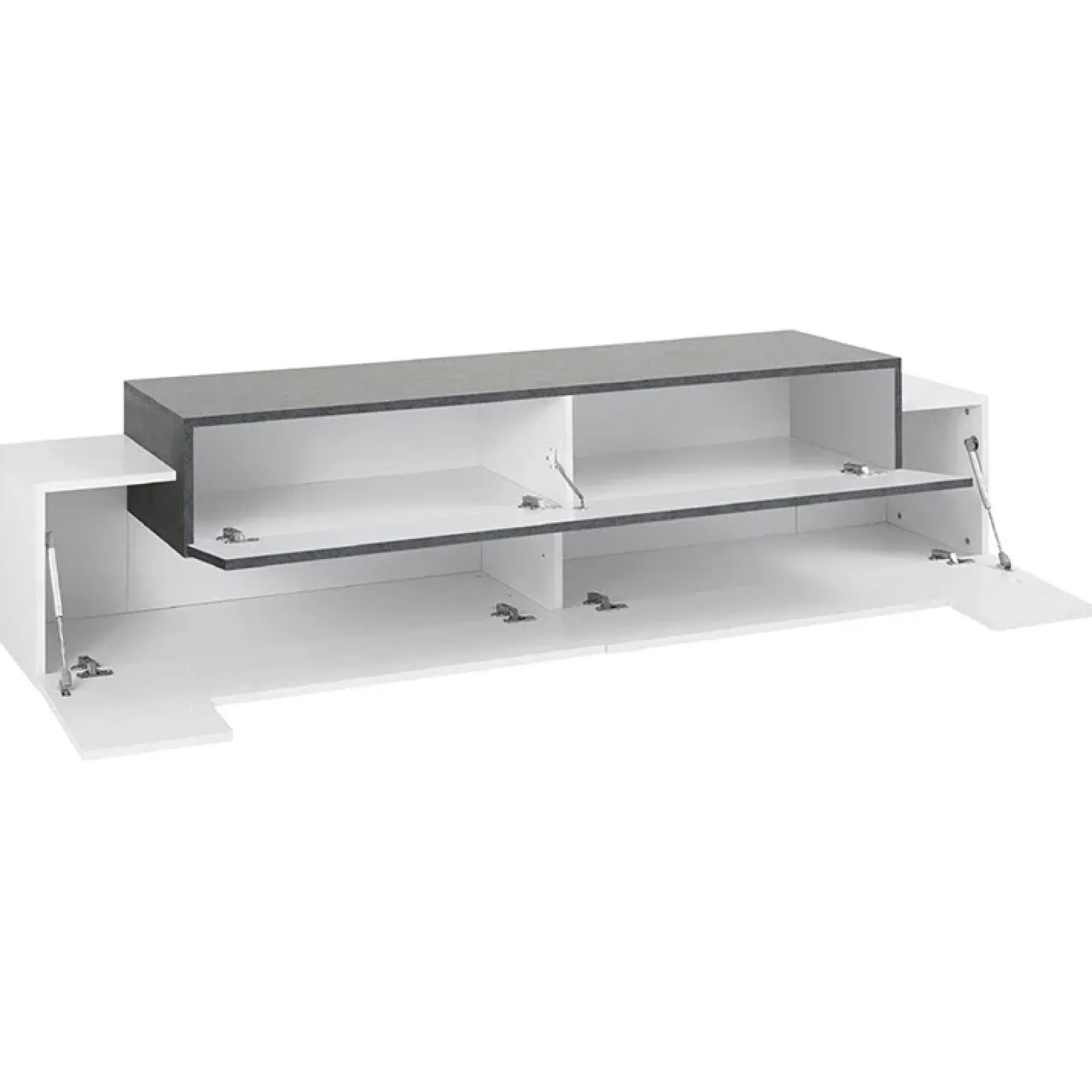 Garnero Arredamenti Mobile Tv Basso|Mobili Tv Moderni-Mobile porta TV 200x52h cm bianco lucido antracite Milos Gihome® Ossido - Bianco Lucido