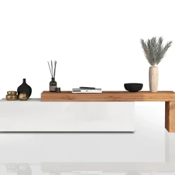 Garnero Arredamenti Mobile Tv Basso|Mobili Tv Moderni-Mobile porta tv 230x51h cm bianco lucido rovere Block Bianco Lucido - Rovere