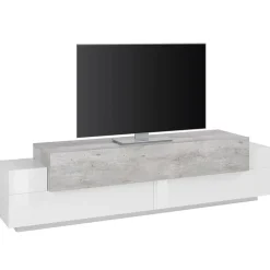 Garnero Arredamenti Mobile Tv Basso|Mobili Tv Moderni-Mobile porta TV 200x52h cm bianco lucido grigio Milos Gihome® Bianco Lucido - Cemento