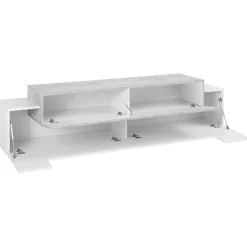Garnero Arredamenti Mobile Tv Basso|Mobili Tv Moderni-Mobile porta TV 200x52h cm bianco lucido grigio Milos Gihome® Bianco Lucido - Cemento