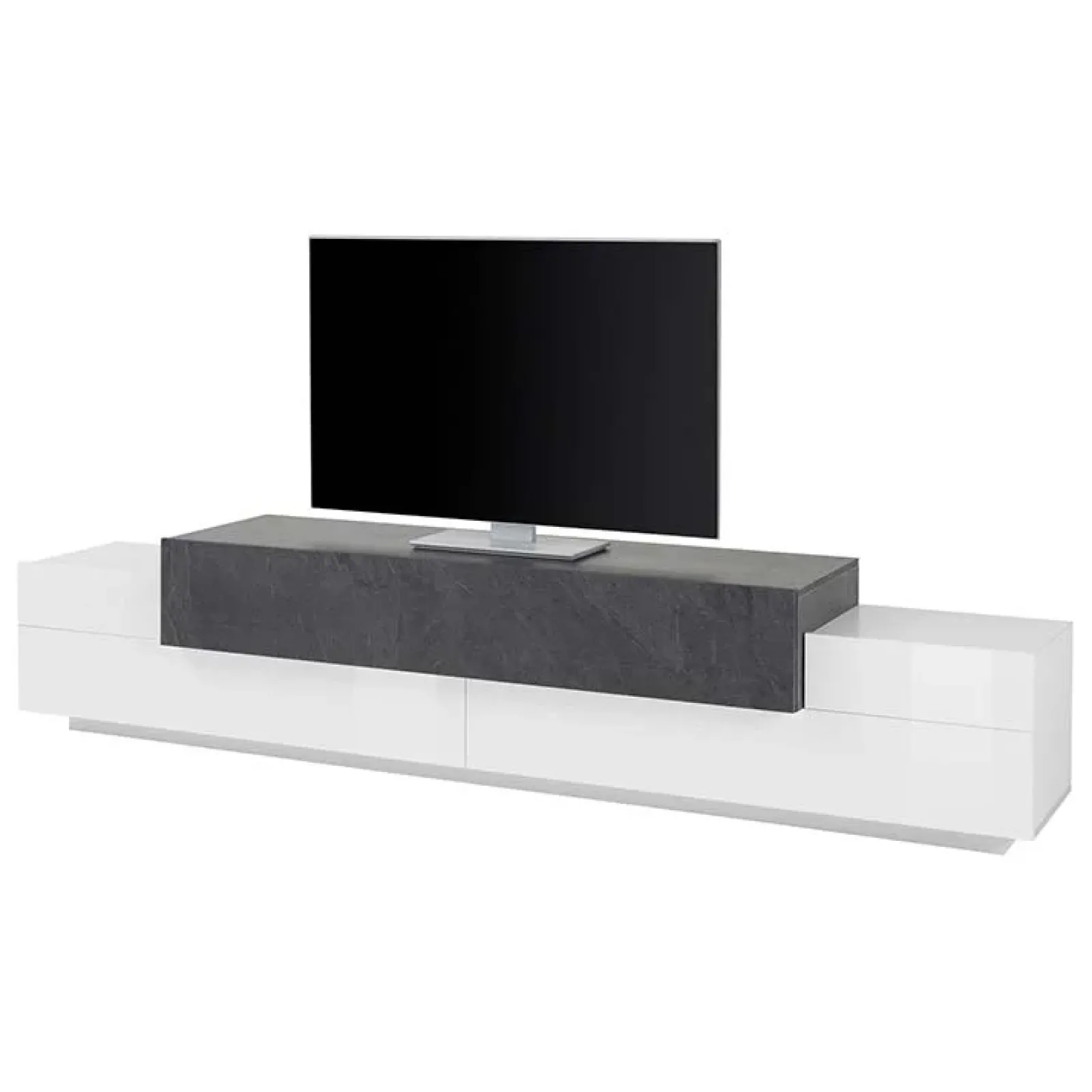 Garnero Arredamenti Mobile Tv Basso|Mobili Tv Moderni-Mobile porta TV 240x52h cm bianco ossido Milos Gihome® Ossido - Bianco opaco