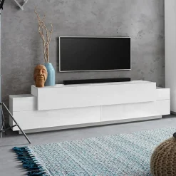 Garnero Arredamenti Mobile Tv Basso|Mobili Tv Moderni-Mobile porta TV 200x52h cm Milos Gihome® Bianco Lucido
