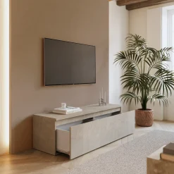 Garnero Arredamenti Mobile Tv Basso|Mobili Tv Moderni-Mobile porta TV 138x40h cm  con cassettone Sunset Tortora