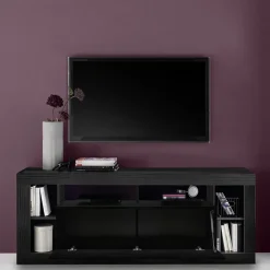 Garnero Arredamenti Mobile Tv Basso|Mobili Tv Moderni-Mobile porta TV 172x66h cm con ribalta Trilogy Nero Frassinato