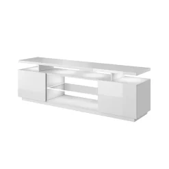 Garnero Arredamenti Mobile Tv Basso-Mobile porta TV 180x56h cm con led Blackburn Bianco Lucido
