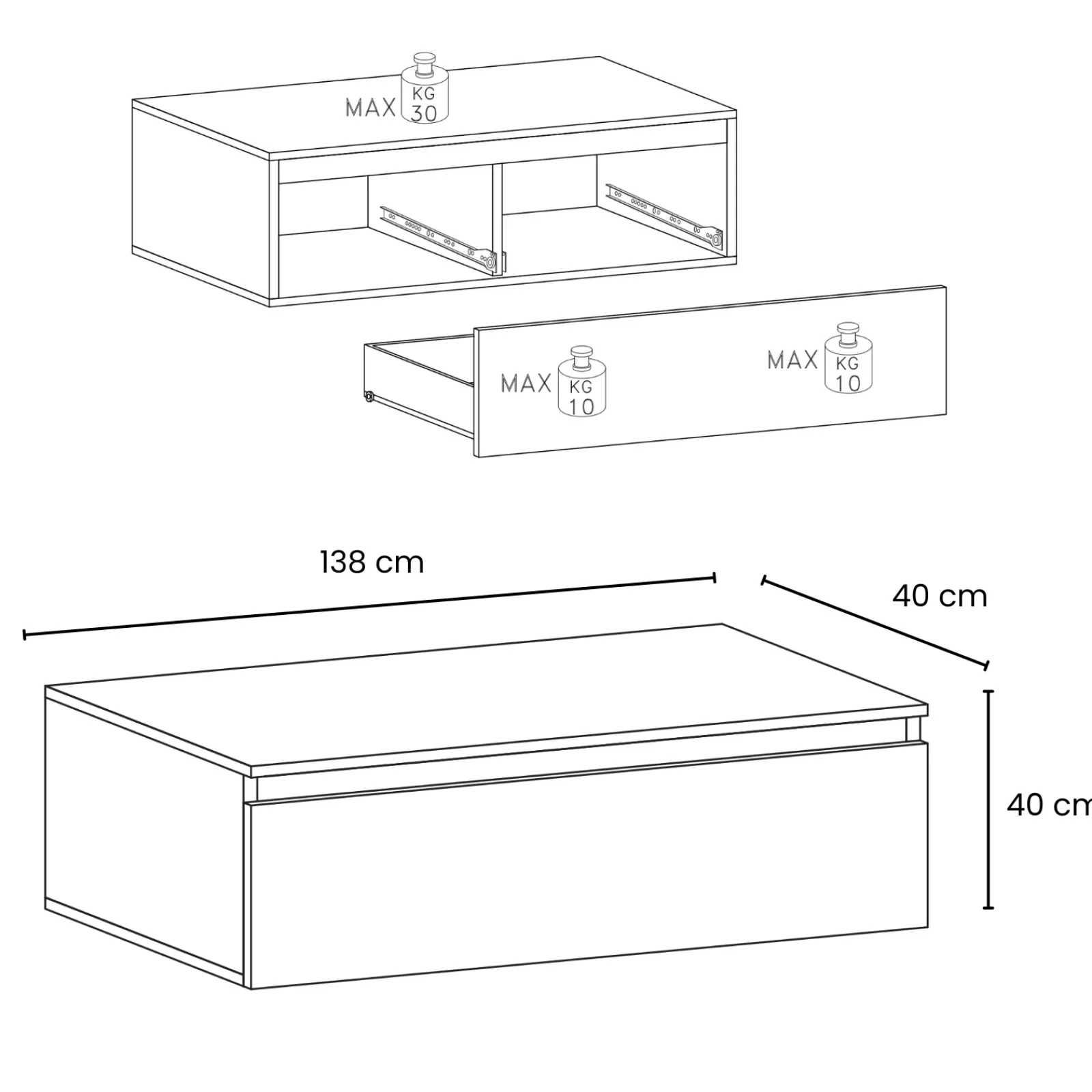 Garnero Arredamenti Mobile Tv In Legno|Mobile Tv Basso-Mobile porta TV 138x40h cm con cassettone Sunset Antracite