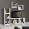 Garnero Arredamenti Librerie Ufficio|Librerie-Mobile porta tv 175x132h cm con libreria bianco frassinato Kubic 02