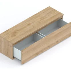 Garnero Arredamenti Mobile Tv In Legno|Mobile Tv Basso-Mobile porta TV 138x40h cm con cassettone chiaro Sunset Rovere